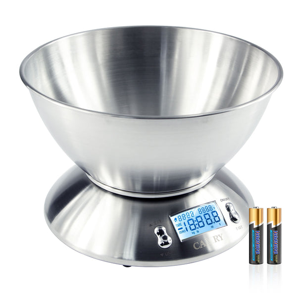 Etekcity Digital Stainless Steel Kitchen Food Weight Scale with Measuring  Bowl(11lb/5kg),Silver 