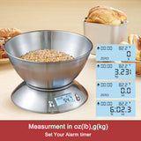 Camry Food Scale with Bowl Digital Kitchen Scale Stainless Steel with Timer Temperature Backlight LCD 11lb