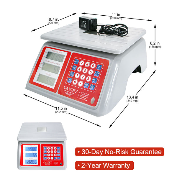 Waterproof Price Computing Scale IP68, 66lb Digital Commercial Food Meat  Produce Weight Scale with Green LCD Display