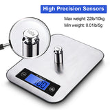 Food Scale, 22lb Digital Kitchen Stainless Steel Scale Weight Grams and oz for Cooking Baking - Precise Graduation with Backlit LCD Display - Battery Included