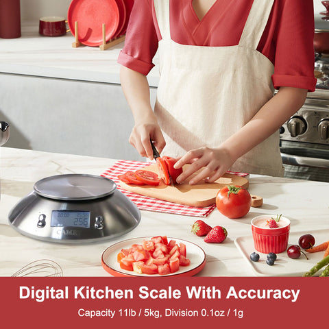 Kitchen Scale, 5kg/11lb Stainless Steel Digital Scale, Food Scale