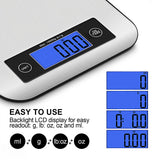 Food Scale, 22lb Digital Kitchen Stainless Steel Scale Weight Grams and oz for Cooking Baking - Precise Graduation with Backlit LCD Display - Battery Included