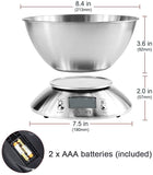 Camry Food Scale with Bowl Digital Kitchen Scale Stainless Steel with Timer Temperature Backlight LCD 11lb