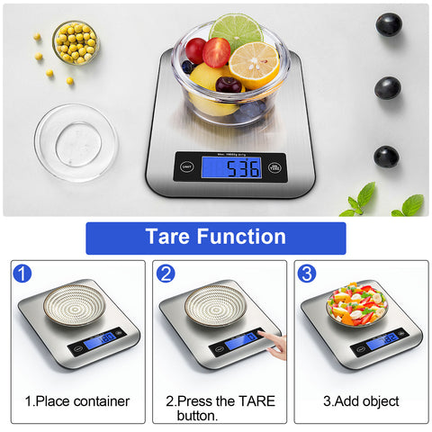 Digital Kitchen Scale, LCD Display 1g/0.1oz Precise Stainless Steel Food  Scale for Cooking Baking weighing Scales Electronic
