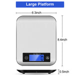 Food Scale, 22lb Digital Kitchen Stainless Steel Scale Weight Grams and oz for Cooking Baking - Precise Graduation with Backlit LCD Display - Battery Included