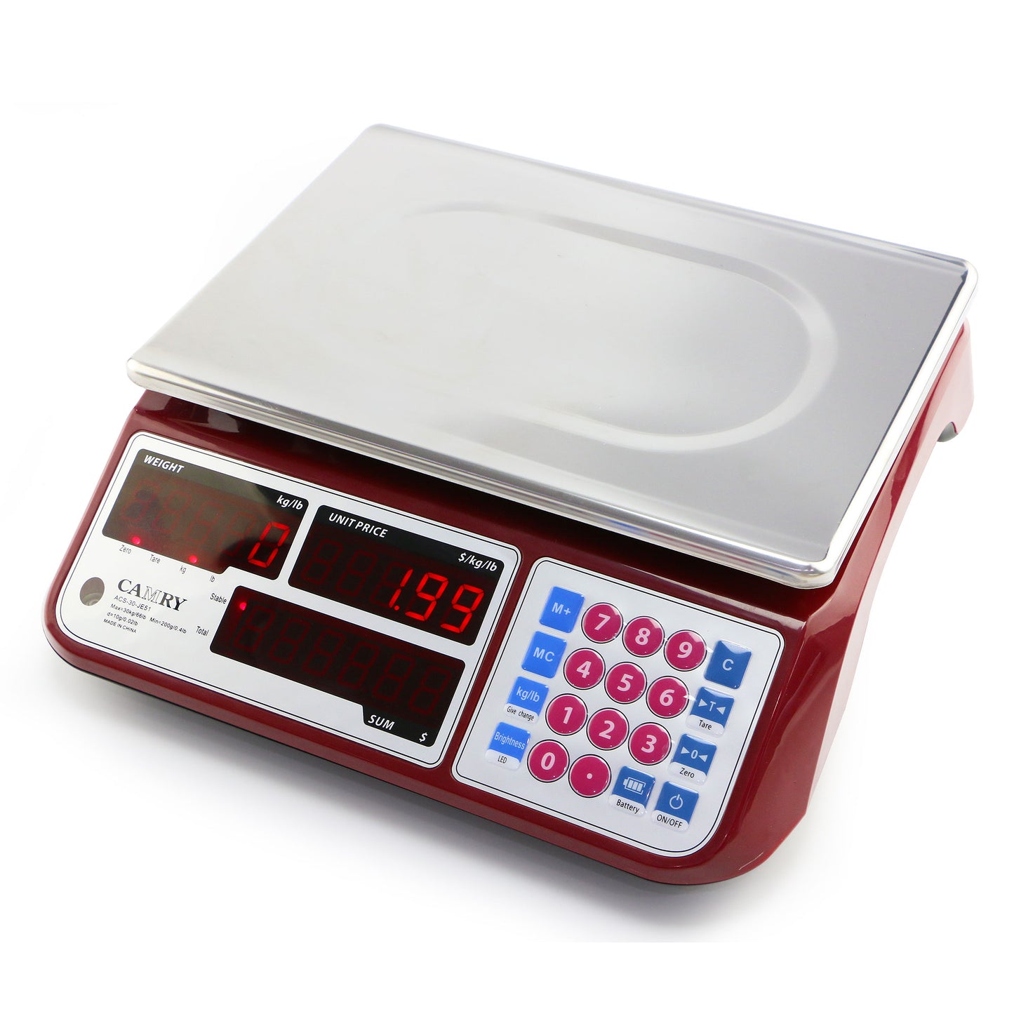 Camry Digital Commercial Price Scale 66Lb Large Display