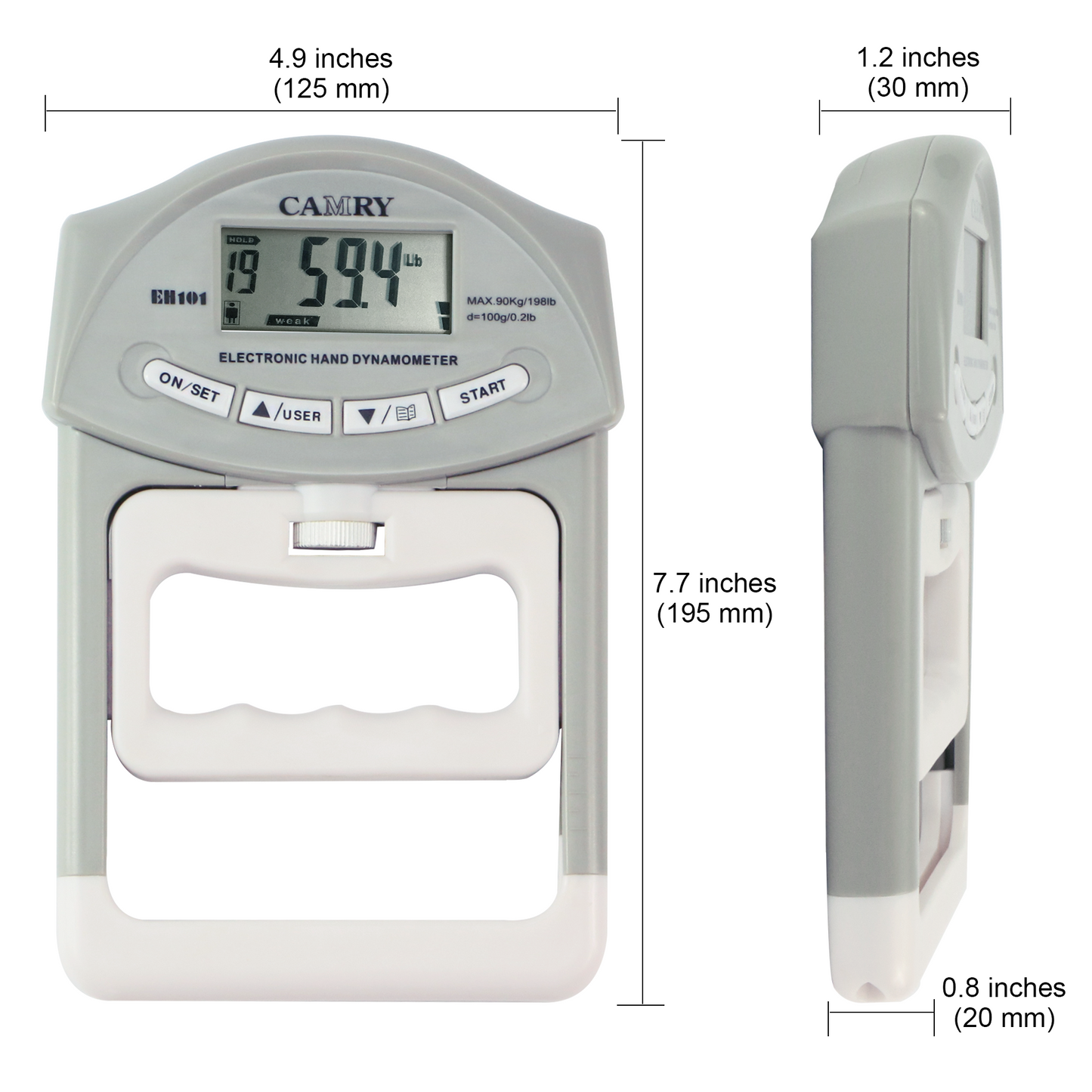 CAMRY Digital Hand Dynamometer - 90 Kg / 200 lbs